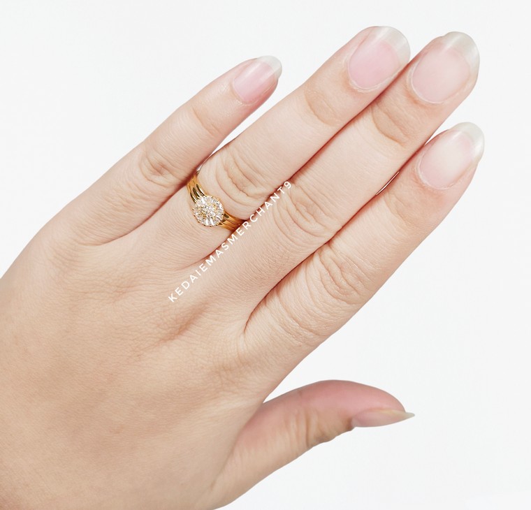 Merchant9 Cincin Emas Sunflower Permata 3 Layer