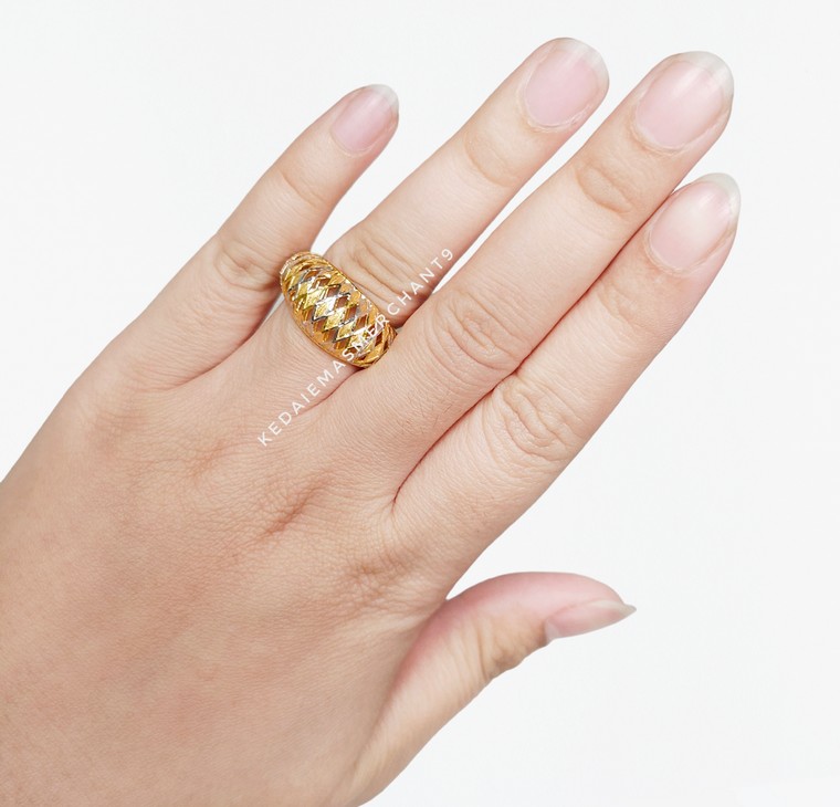 Merchant9 Cincin Emas Lintah Batik Kerawang 2C